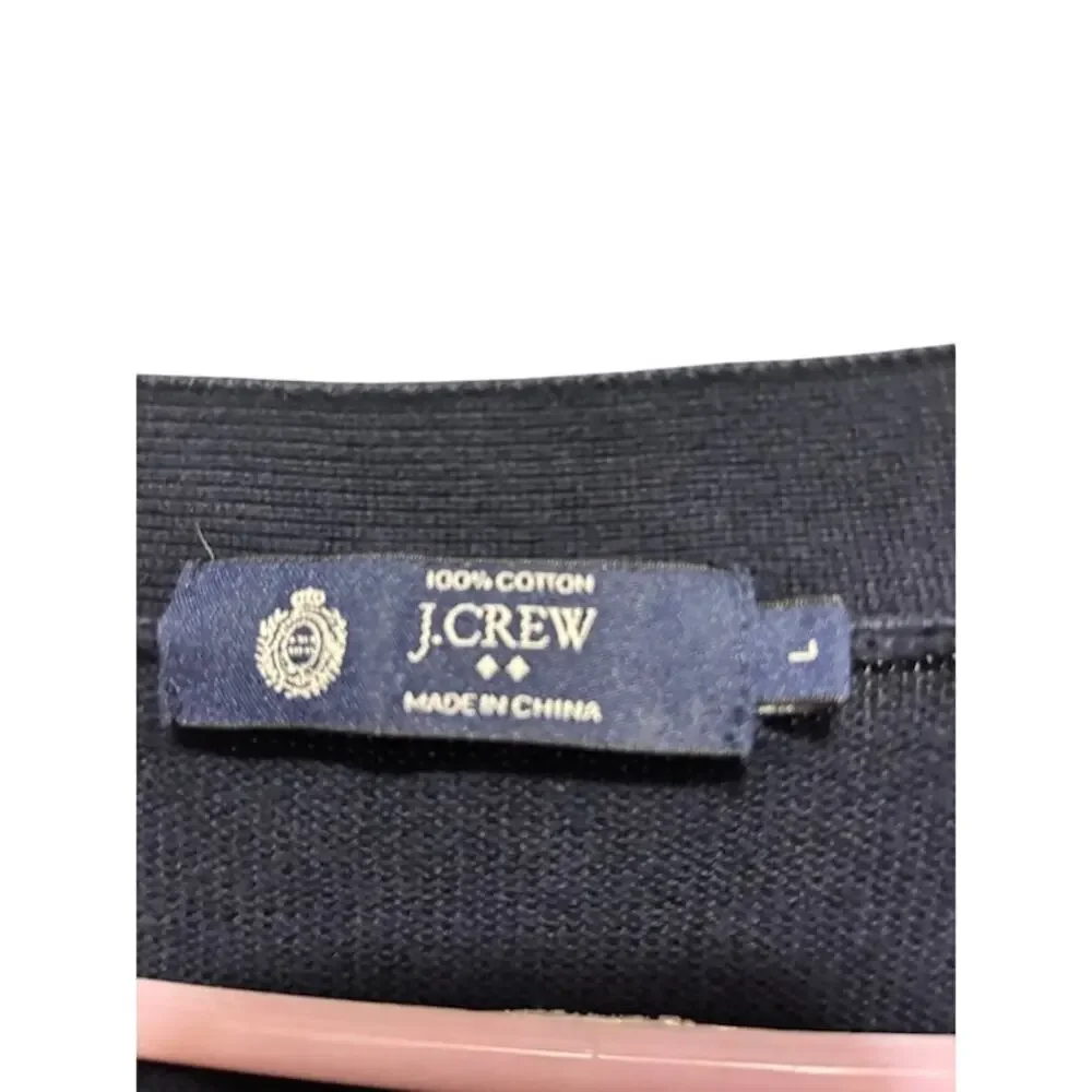 J Crew Cardigan Sweater Mens Large Navy Blue Button Front Pockets Classic Casual